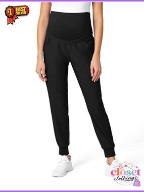 Maternity Jogger Scrub Pant High Rise Cuffed with Pockets